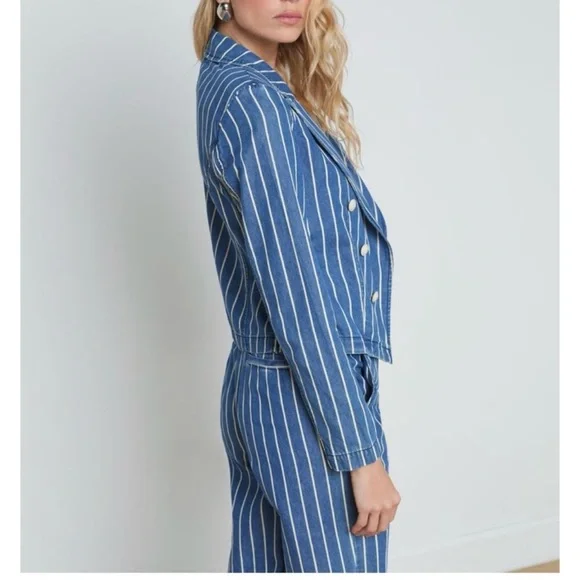 L'Agence Wayne Cropped Denim Jacket NWT - Picture 3 of 11